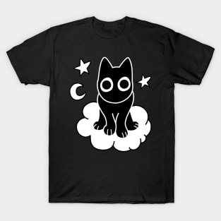 Black Cat on Cloud T-Shirt